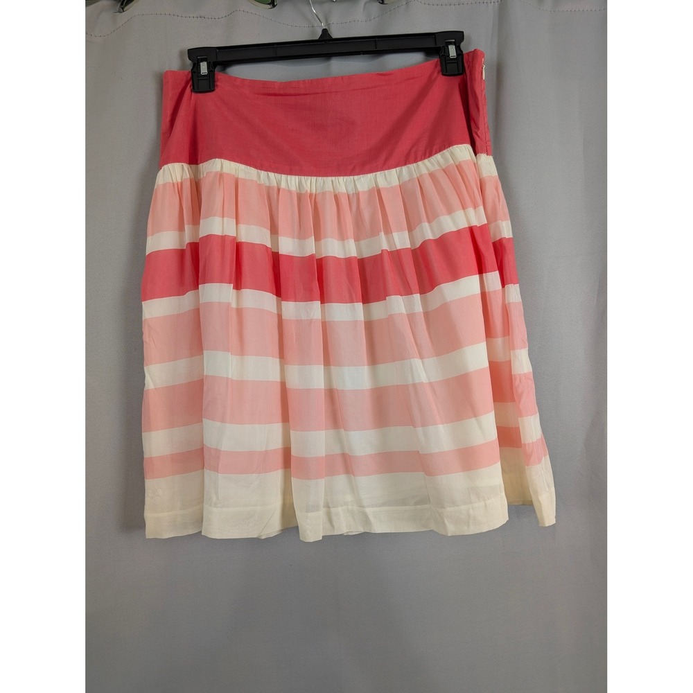 Gap Striped Silk Blend A-Line Skirt Womens 14 Pink Coral Excellent